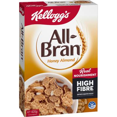 kellogg's all bran cereal high in fibre honey almond