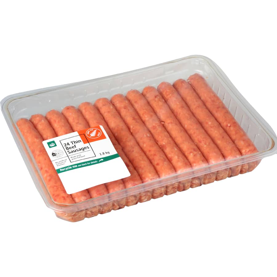 Woolworths Beef Sausages Thin
