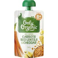 Only organic stage 3 baby food carrots, red lentils, cheddar Squeeze pouch 120g undefined