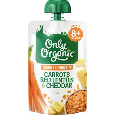 only organic stage 3 baby food carrots, red lentils, cheddar