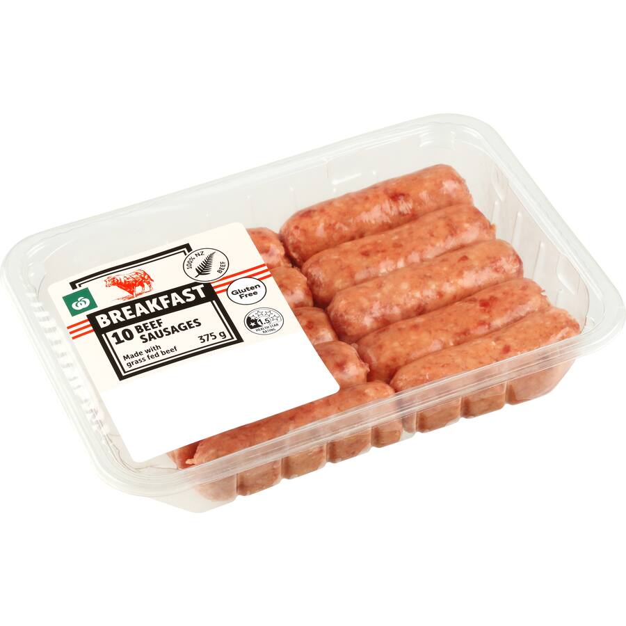 Woolworths Beef Sausages Breakfast Grass Fed