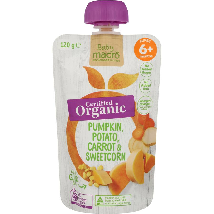 Macro Organic Baby Food 6+ Months Pumpkin, Potato & Carrot