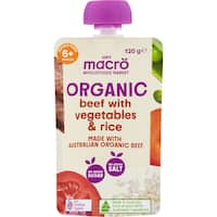 macro organic baby food 6+ months beef with vegetables & rice