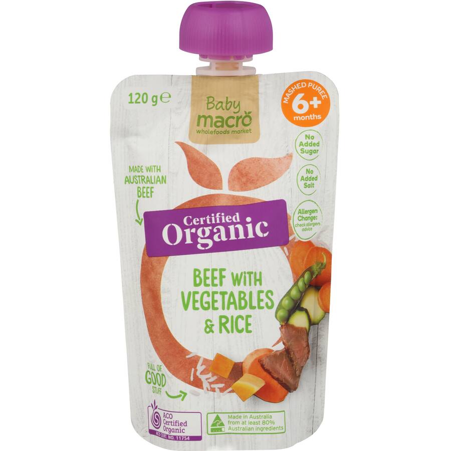 Macro Organic Baby Food 6+ Months Beef With Vegetables & Rice