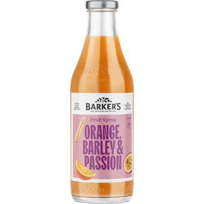 barker's fruit syrup orange/barley passionfruit