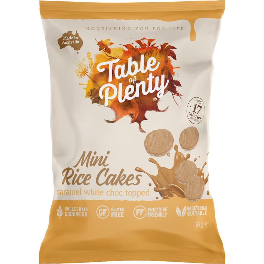 Table Of Plenty Rice Cakes Mini Caramel White Choc Topped