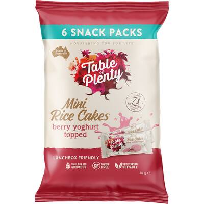 table of plenty rice cakes mini berry yoghurt topped