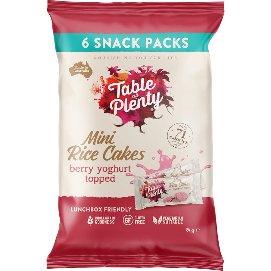 Table Of Plenty Rice Cakes Mini Berry Yoghurt Topped