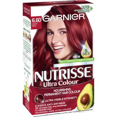 garnier nutrisse permanent hair colour fiery red 6.60