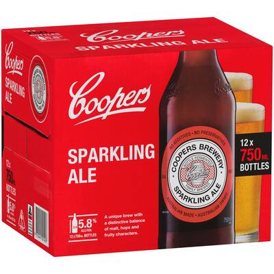 coopers sparkling ale beer longneck 750ml