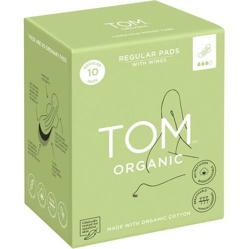 Tom Organic Cotton Pads Ultra Thin Regular With Wings