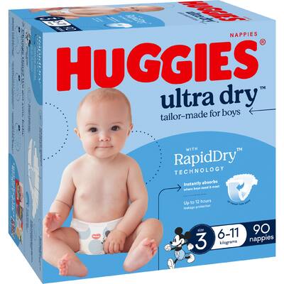 huggies ultra dry nappies boys size 3 (6-11kg)