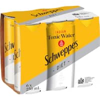 Schweppes Diet Indian Tonic Water Soft Drink Cans (6x250ml)