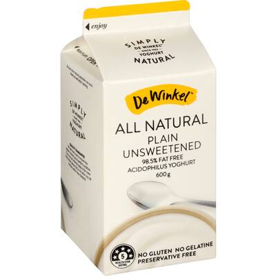 de winkel natural yoghurt carton plain unsweetened