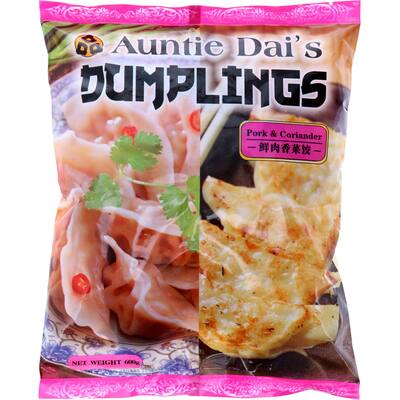 auntie dai dumplings pork & coriander
