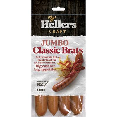 hellers sausages classic jumbo bratwurst 420g