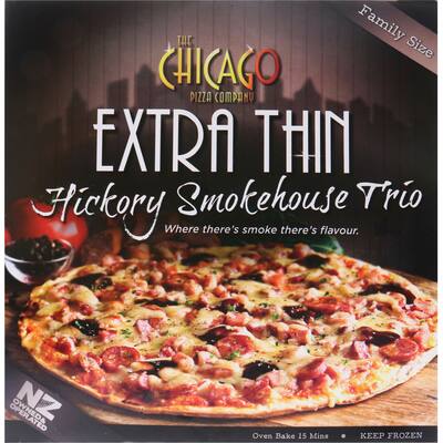 chicago extra thin pizza hickory smoke house trio