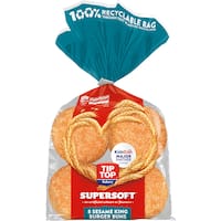 tip top super soft burger buns king size sesame seed (720g)