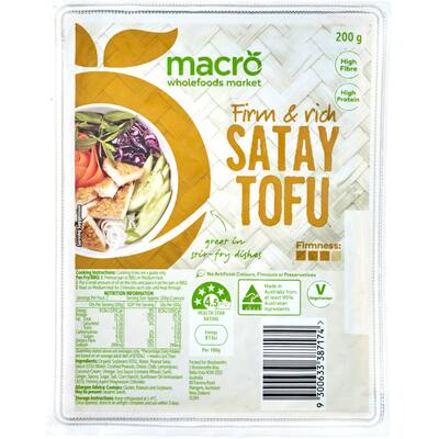 macro chilled tofu satay
