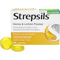 Strepsils Honey & Lemon Flavour Sore Throat Relief Lozenges