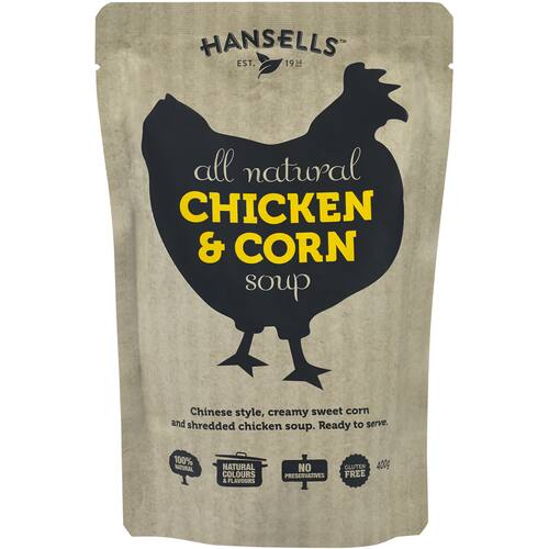 Hansells All Natural Soup Chicken & Corn Pouch