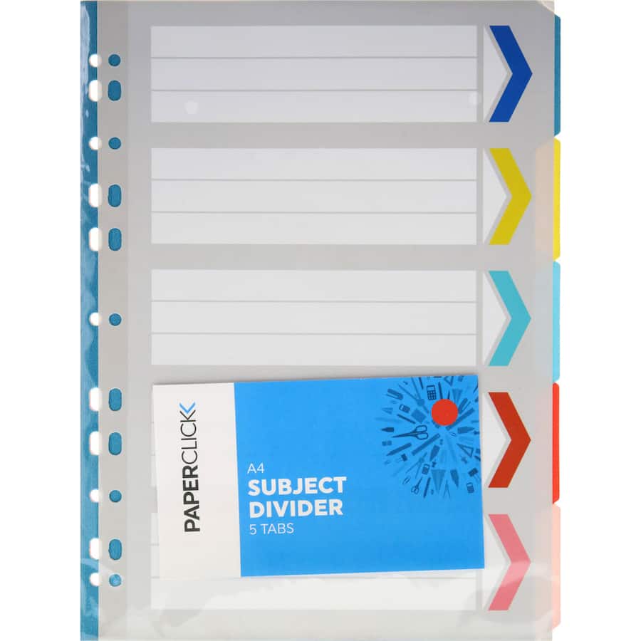 Paper Click Subject Dividers A4 5 Tabs