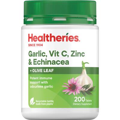 healtheries dietary supplement garlic, vitc, zinc & echinacea