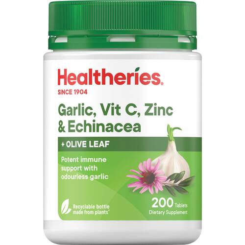 Healtheries Dietary Supplement Garlic, Vitc, Zinc & Echinacea