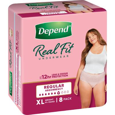 depend real fit regular underwear incontinence for women xl