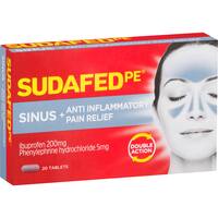 Sudafed PE Sinus + Anti Inflammatory Pain Relief Tablets