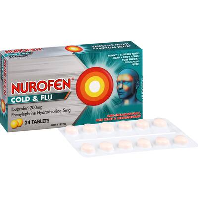 nurofen cold & flu ibuprofen & pe decongestant tablets