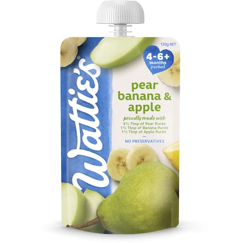 Buy Wattie's Baby Food 4-6+ Months Pear, Banana Apple online at