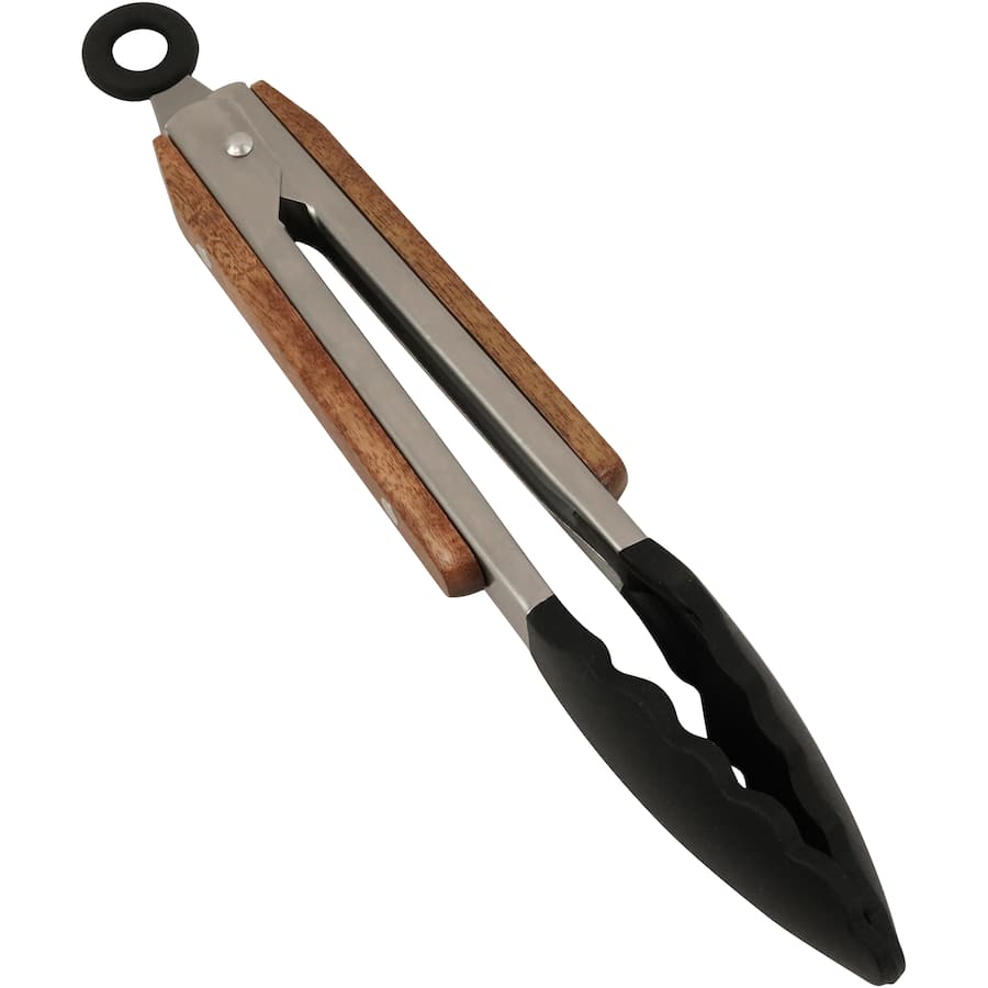Food Guru Tongs Silicon Head Acacia Handle