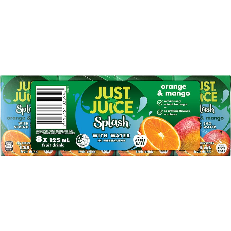 Just Juice Splash Fruit Drink Orange & Mango 125Ml