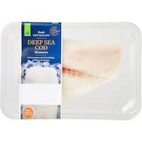 woolworths fresh nz fish fillets deep sea cod 1-2 pce tray