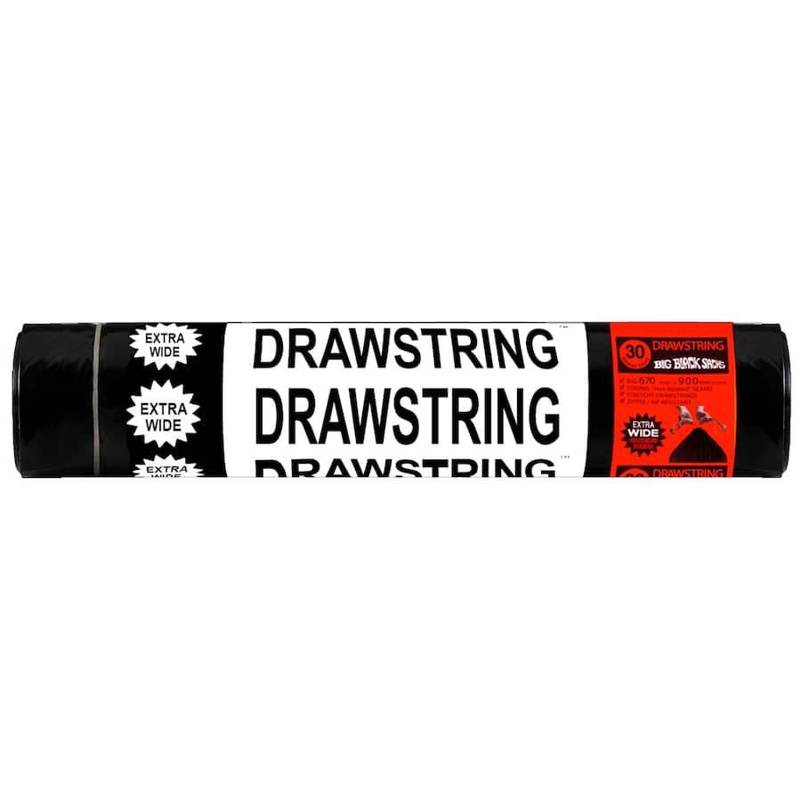 Big Black Sacks Rubbish Bags Drawstring X-Large