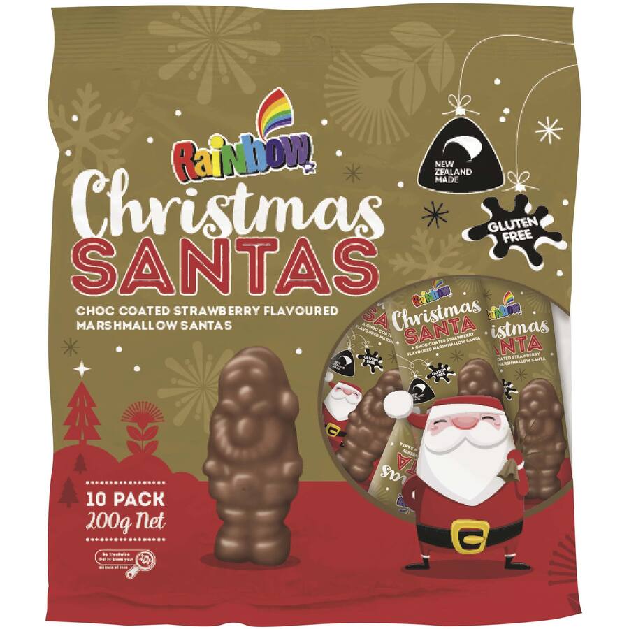 Rainbow Marshmallow Santa Chocolate Coated
