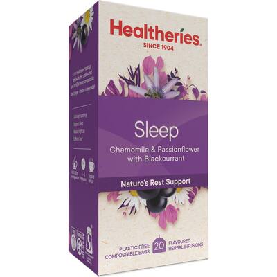 healtheries sleep herbal tea chamomile & blackcurrant