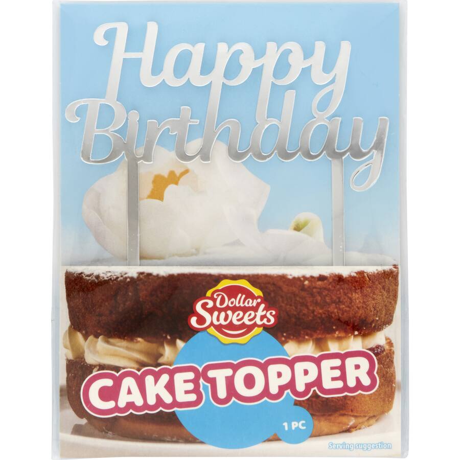 Dollar Sweets Cake Topper Silver Acrylic