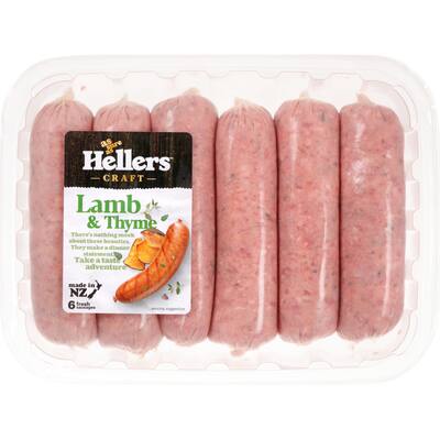 hellers sausages nz lamb & thyme