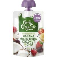 only organic kindy toddler food banana mxd berry coconut chia