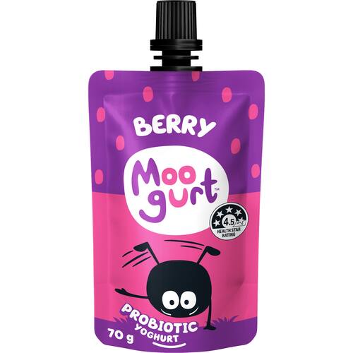 Moogurt Suckies Kids Probiotic Yoghurt Pouch Berry