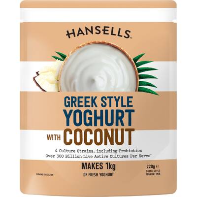 hansells thick & creamy yoghurt base greek & coconut