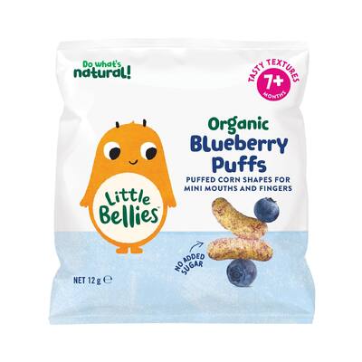 little bellies organic baby snacks blueberry puffs