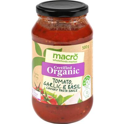 macro organic pasta sauce tomato, garlic & basil