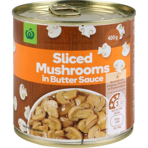 Woolworths Sliced Mushrooms In Butter Sauce