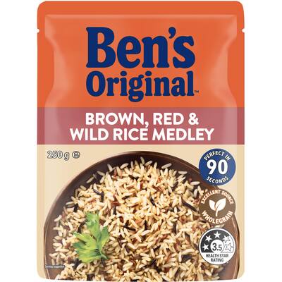 bens original microwave rice brown, red & wild rice medley