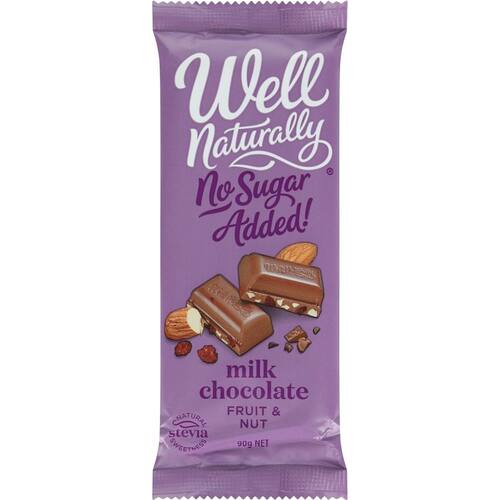 Well Naturally No Sugar Added Well Naturally No Sugar Added Snack Bar Milk Chocolate Fruit & Nut