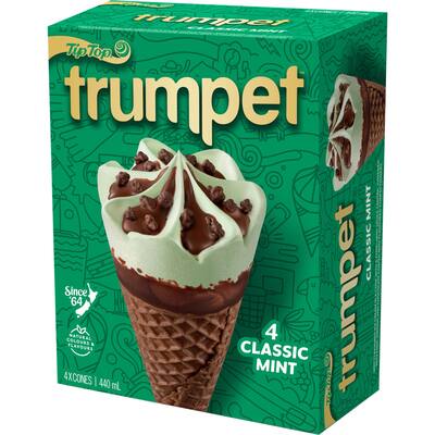 tip top trumpet ice cream on cone mint