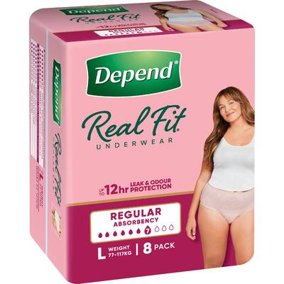 depend real fit regular underwear for women large
